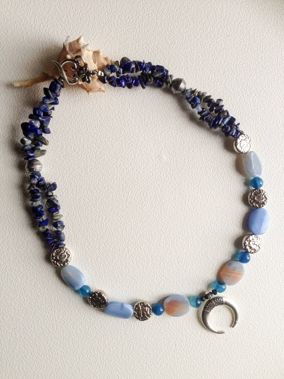 Collana girocollo in agata e sodalite